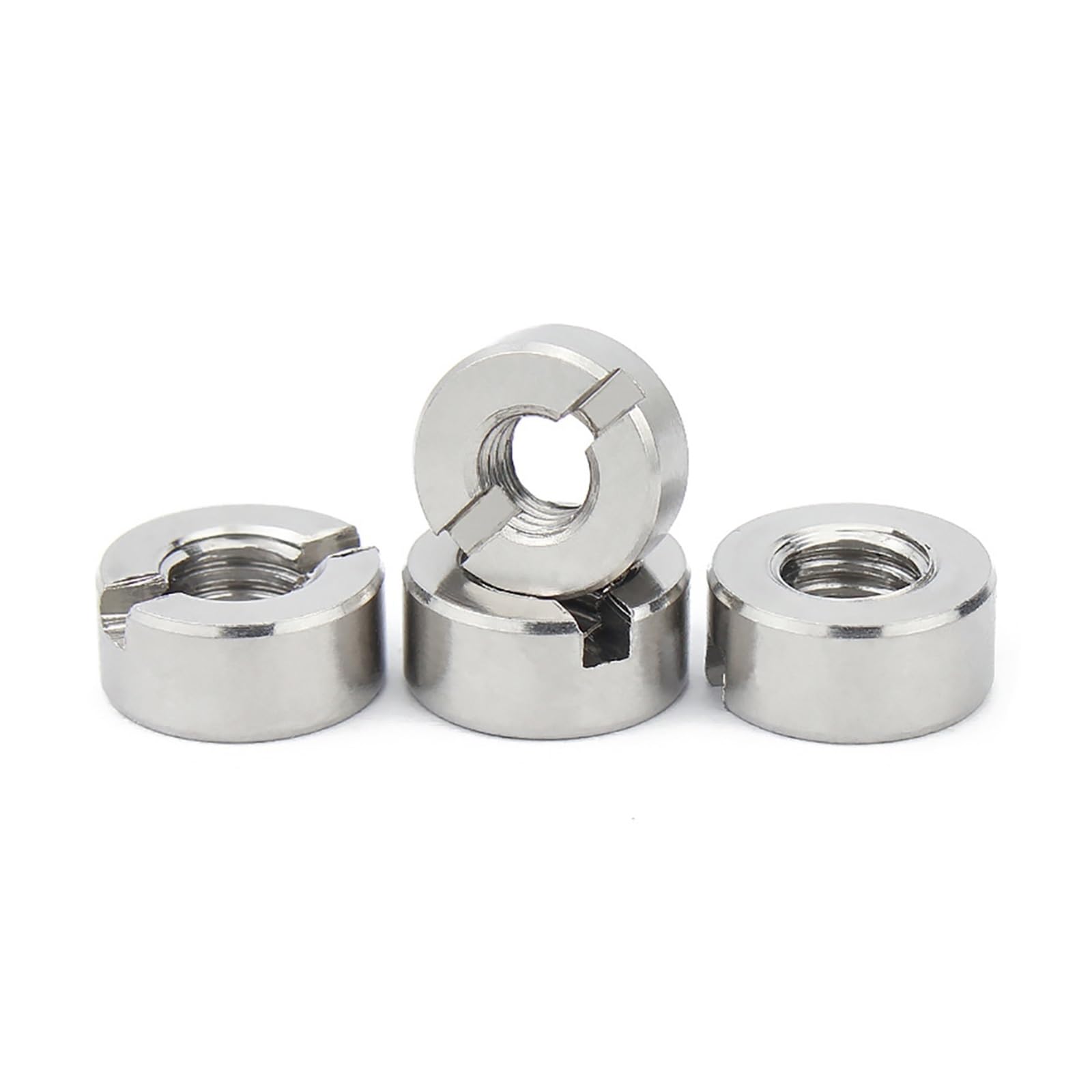 Écrous ronds fendus en acier inoxydable 304, Face d'extrémité avec rainure, écrou rond M3 M4 M5 M6 M8 M10 M12, 2 à 10 pièces (Color : Silver, Size : 10Pcs M6)