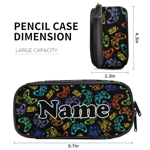 Image of Custom Game Pencil Case, Personalized Name Large Pencil Pouch, Large Capacity Pen Bag with Zipper for School