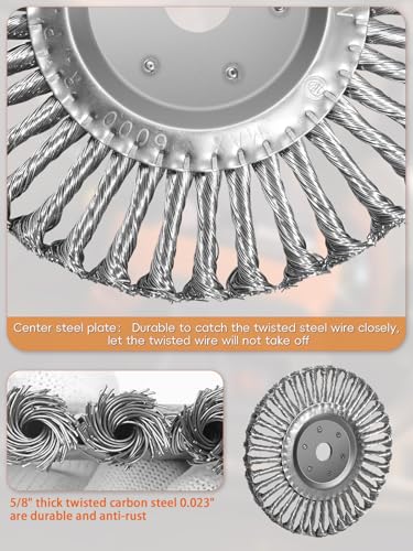 Image of 6in Bench Wire Wheel Brush | Knotted Steel Wire 0.023 inch with 1 /2 inch 5 /8 inch 7 /8 inch Arbors for Bench Grinder Carbon Steel Paint Rust Removal- 1pcs
