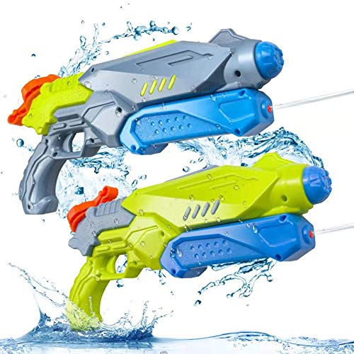 Water Guns for Kids, 2 Pack Squirt Gun Super Water Soaker Blaster 600CC Capacity with 27 Ft Shooting Range Water Toy for Boys and Girls Summer Swimming Pool Beach Sand Water Fighting Toy