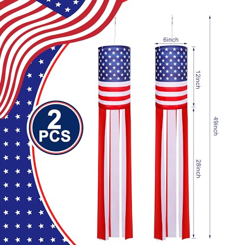 American 40 Inch Windsock Flag for Flag Day and 4th of July Outdoor Decorations
