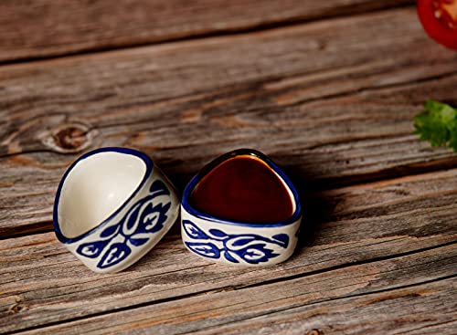 Image of Freakway Hand Painted White Ceramic Dip Bowls | Bowls Set of 2, 40Ml | Bowl for Serving Chutney Bowl /Pickle Bowl /Small (Floral)
