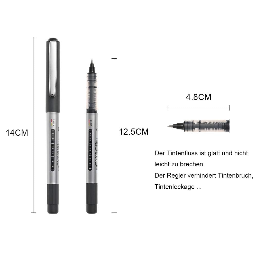 GOLDGE 17 Pezzi Penna a Sfera Roller Inchiostro Nero 0.5mm Punta Extra Fine Asciugatura Rapida
