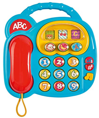 Simba 104010016 - ABC buntes Telefon, Babyspielzeug, Drehbilderdisplay, Melodie, Spieltelefon, Lerntelefon, mit verschiedenen Sounds, 20cm, Motorik, Kleinkind, ab 6 Monaten