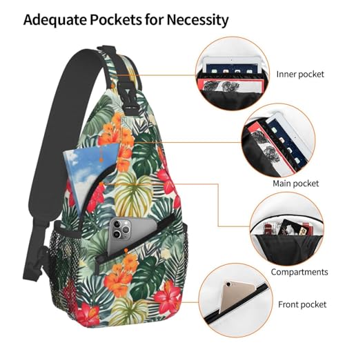 Mochila bandolera sling con estampado hibisco miniatura 4