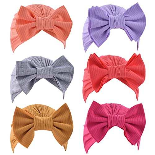Wkjho 6Pcs Baby Turban Hat For Girls Boys 1-3 Years Children Infant Bow Knot Pre-Tied Head Wrap Soft Caps For Toddler Kids Headband #TOP24