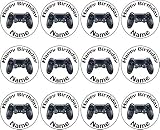 Contrôleur de jeu PS4 24 personnalisé comestible pour cupcakes/décorations de gâteau d'anniversaire – Facile prédécoupée + Cercles