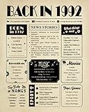30th Birthday Decorations for Him Her - 30th Birthday Gifts for Women, Men - Dirty 30 Birthday Decor - Funny 30 Year Old Birthday Gift Ideas - Table Centerpiece - Back in 1992 Poster [Unframed 8x10]