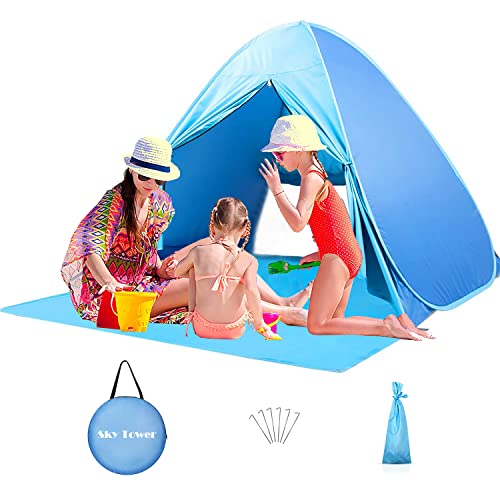 Sky Tower Automatic Pop Up Portable Outdoors Family Beach 1-3 Persons Tent Quick Cabana Sun Uv Protection Shelter Upf 50+ (Large) #TOP2
