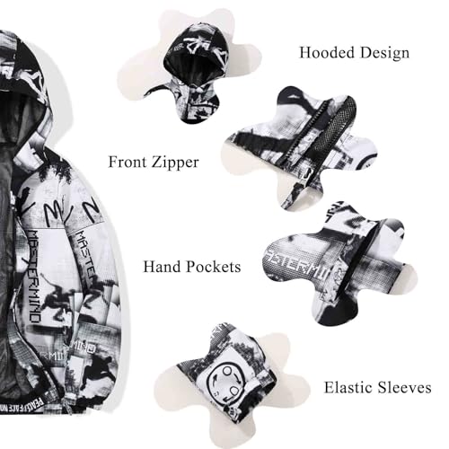 Image of SUNDAY ROSE Boys Windbreaker Jacket Hooded Lightweight Windroof Water-resistant Outdoor Coats for Kids