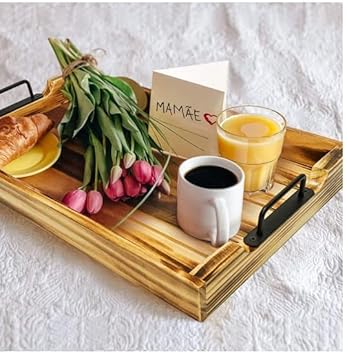 Noble Wood Crafts Wooden Pine Wood Serving Tray | Tray for Kitchen | Kitchen Ware Accessories | Wooden Natural Tray (20 inch)