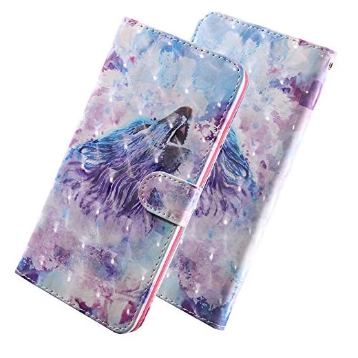 COTDINFOR für Samsung Galaxy M30S Funda, Efecto 3D Pintada de Piel Premium PU Shell con Magnético Cierre Anti-rasguños Resistente Carcasa para Samsung Galaxy M30S Angry Wolf Bx.