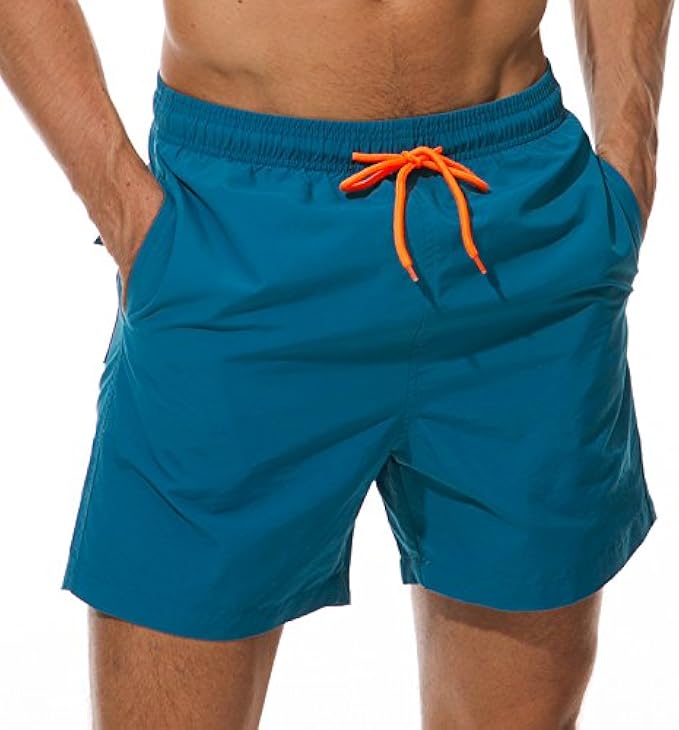 SILKWORLD Men's Swim Trunks Quick Dry Beach Shorts with Pockets
