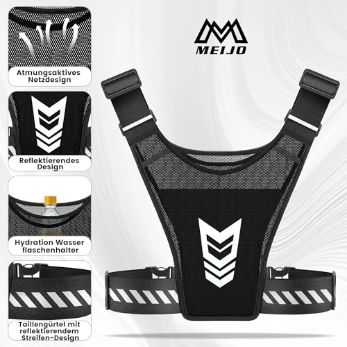 MEIJO Laufweste für Damen & Herren, Laufweste Reflektierend, Jogging Weste Running Vest Verstellbare Taille und Schulte Trinkweste wasserdichte Handytasche für Smartphones bis 6,8 Zoll