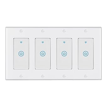 Smart WiFi Switch 4 Pole, Touch, White, ON-AUTOMATIC-ON, Compatible with Alexa