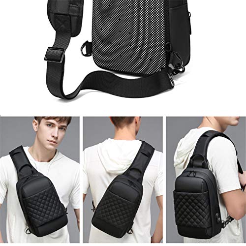 Mens-Shoulder-BagSmall-Black-Sling-Messenger-Bagswith-USB-Port-Cross-Body-BagWater-Repellent-Hiking-Biking-Chest-Daypacks