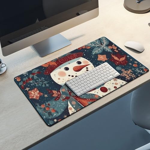Tapis de souris de jeu bonhomme de neige patchwork imprimé maison