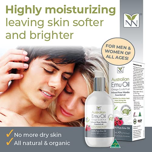 Miniatura 7 de Y-Not Natural - Aceite de emu orgánico farmacéutico 100% puro de 6.8fl oz  Aceite de omega 3, 6 y 9 aborígenes con infusión de rosa wardia para