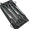 70in Titanium Black Professional Pet Grooming Scissors SetStraight Thinning Curved Scissors 4pcs Set for Dog GroomingBlack