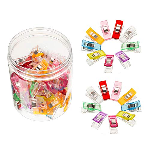 100 pcs DIY Pince Clips de Couture - Clip Artisanal Multicolore Miracle Pince En Plastique Parfait pour la broderie / couture / crochet (Couleur Mixte)