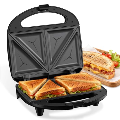 Product Image of the OSTBA Sandwich Maker, Toaster and Electric Panini Press with Non-stick plates, LED Indicator Lights, Cool Touch Handle, Black ABS05