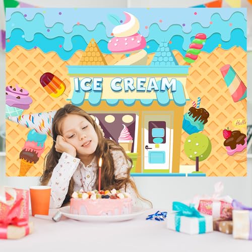 Fondo Fotográfico 5x3Ft Tema Helado para Fiesta y Fotografía miniatura 5