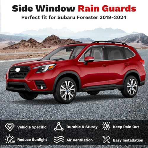 Image of Canvcle Forester Rain Guards - Window Visors for Subaru Forester 2019-2024, Outside-Mount Tape-On Side Window Wind Deflectors for Forester Accessories, Vent Visors Shades Rainproof Black 4PCS