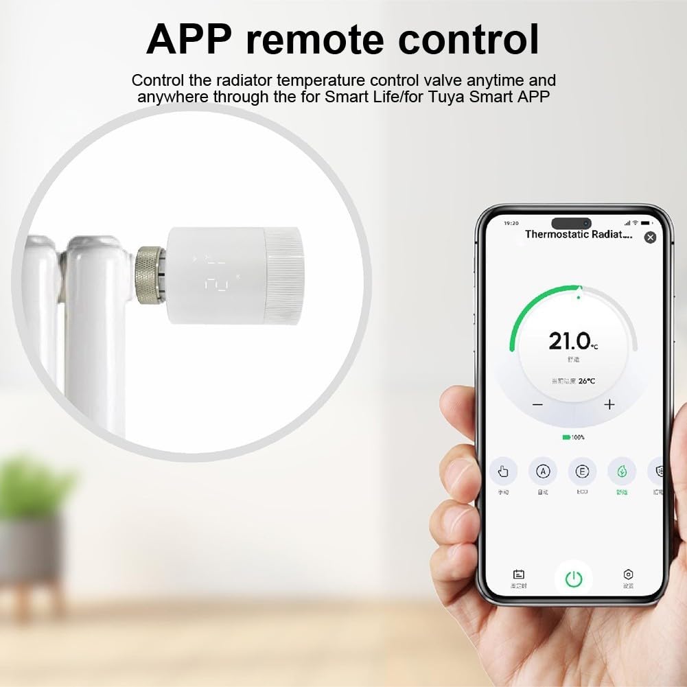 Thermostat WiFi intelligent TRV pour radiateur thermostatique Tuya Mode programmable Vanne de radiateur thermostatique pour Alexa pour Tuya/pour l'application Smart Life