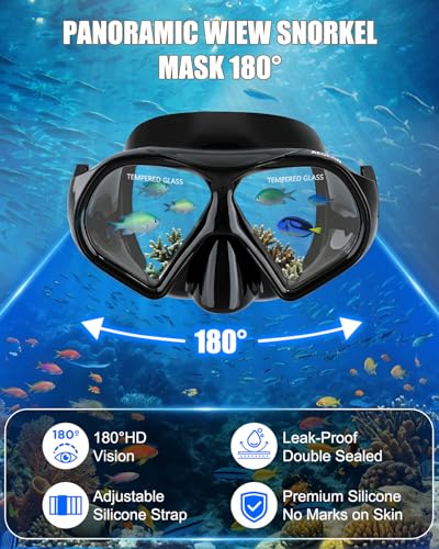 Aegend Swim Goggles with Nose Cover for Adults, Tempered Glass Mask miniatura 3