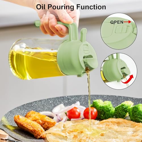 ParaCity Oil Dispenser for Kitchen, 2 in 1 oil Spray Bottle and Olive Oil Dispenser, Oil Sprayer for Cooking Air Fryer 500ML/ 17OZ for Cooking, Kitchen, BBQ, Air Fryer, Salad, Baking (GREEN) - Image 4