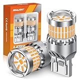 SEALIGHT 7440 7443 LED Bulbs Amber Yellow, Upgraded T20 7444 7443NA 7441 W21W 992 LED 56-SMD with Projector Lens, Need Extra Load Resistor for Front Rear Turn Signal Lights, Pack of 2