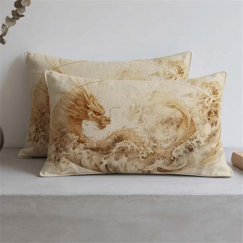 Coussin Exterieur Impermeable rectangulaire 70x90 housse de coussin moutarde lot de 2 lin - 3