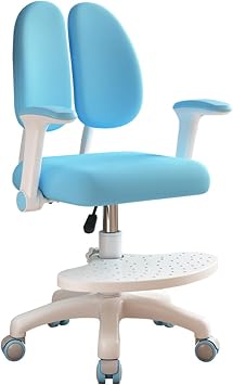 Kids Desk Chair,Upgraded Children Desk Chair with 360 Degree Wheels, Height Depth Adjustable Kids Computer Chair, Cute Children Study Chair for Home, School and Library Blue, Pink Blue