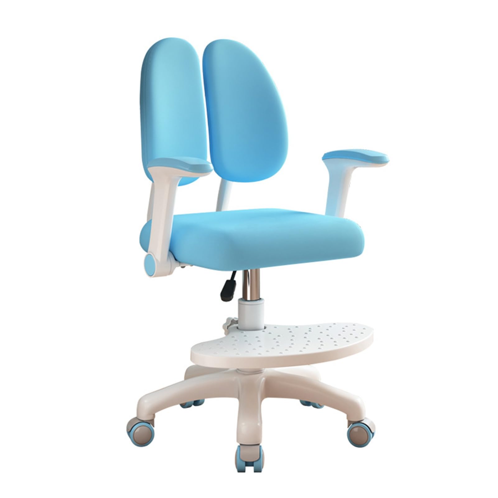 mufsceku Silla de escritorio para niños con ruedas y reposabrazos, altura ajustable, giratoria de 360°, silla de computadora para niños, silla de estudio ergonómica con soporte lumbar para niños y