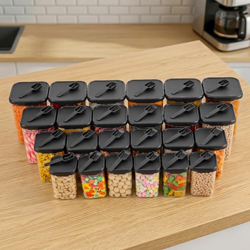 Image of Kitchen Storage Set Of 24 Airtight Containers Set For Kitchen Storage And Containers Box For Pantry Organization And Container For Kitchen Storage Containers Set of 24-(350ml+650ml+950ml+1400 ml)