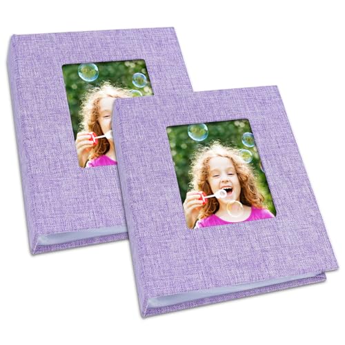 Vienrose 4x6 Mini Photo Album, 2 Pack, 52 Photos, Purple