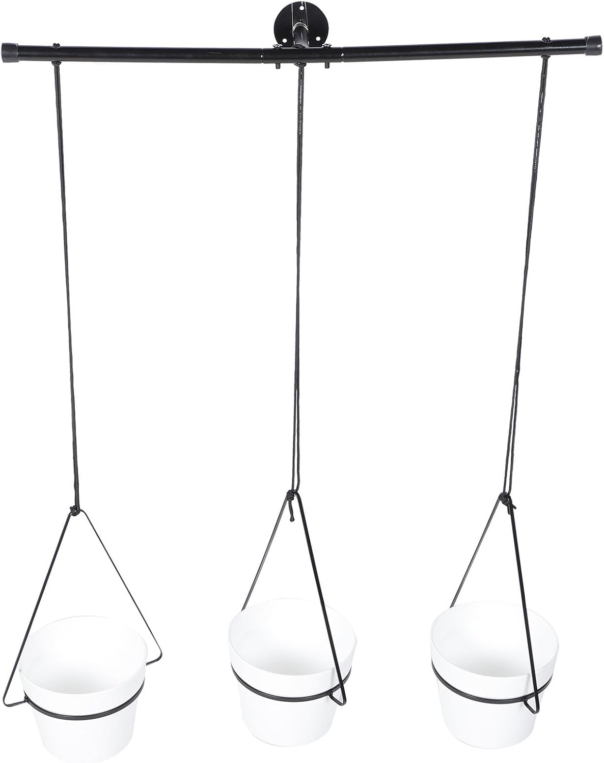 VANZACK Metal Hanging Planter Holder for Indoor Plants, Ceiling Hanging Flowerpot Rack with Detachable Black Iron Frame, Large Indoor Plant Hanger Suitable for Home and Office