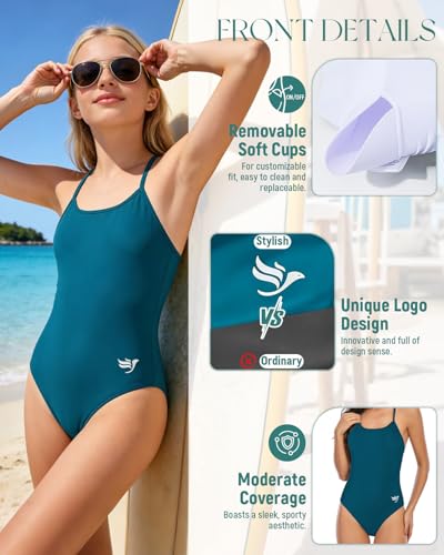 Image of Century Star Women Athletic One Piece Swimsuits-2026 Training Bathing Suits for Teens Juniors