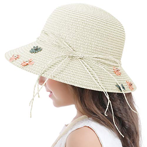 Bienvenu Girls Sun Hat Set Straw Hats for Kids Beach Hat Set3