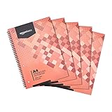 5 unidades Amazon Basics - Cuaderno de anillas, 80 hojas /160 páginas, tamaño A5, 70 gsm, 5 unidades