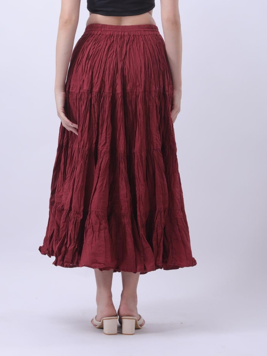 25 Yard Cotton Tiered Long Maxi Skirt for Women’s | Plus Size Full Circle Style Skirt with Maxi Flare Long Skirt