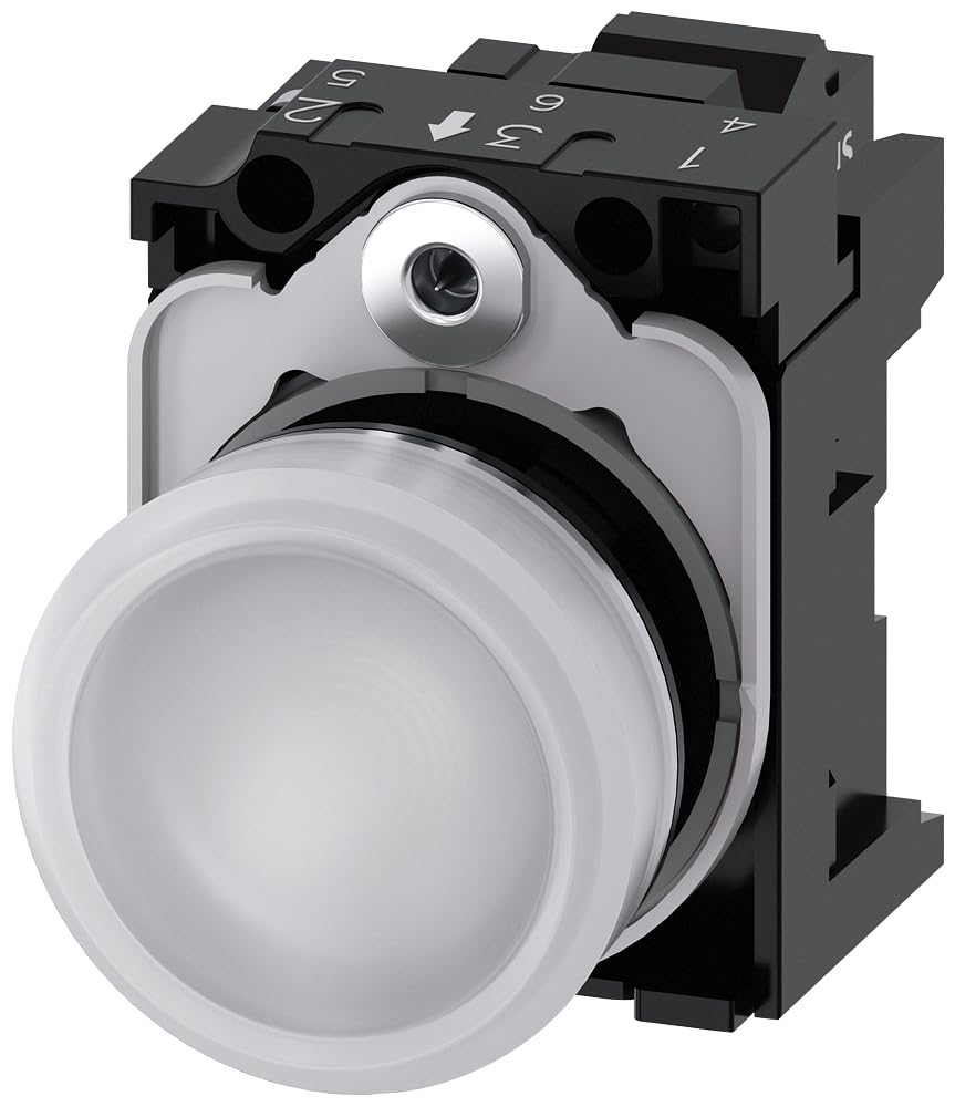 Lampe signalisation Blanc Siemens Sirius ATC robuste avec LED 24V et lentille Lisa haute visibilité
