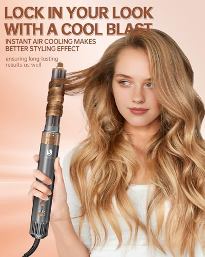 Image of Hair Dryer Brush, webeauty 5 in 1 Professional Hot Air Styling, High-Speed Negative Ionic Hair Dryer Fast Drying, Multi Hair Styler with Air Curling Iron, Volumizing, Straightening (Grey Gold)