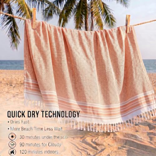 Image of Yongoes Oversized Turkish Beach Towel Blanket Cotton Giant XL Sandproof Towels Huge Linen XXL Extra Large Big Throw Quilt Blankets for Adults Cloud Travel Camping Glamping Accessories Essentials