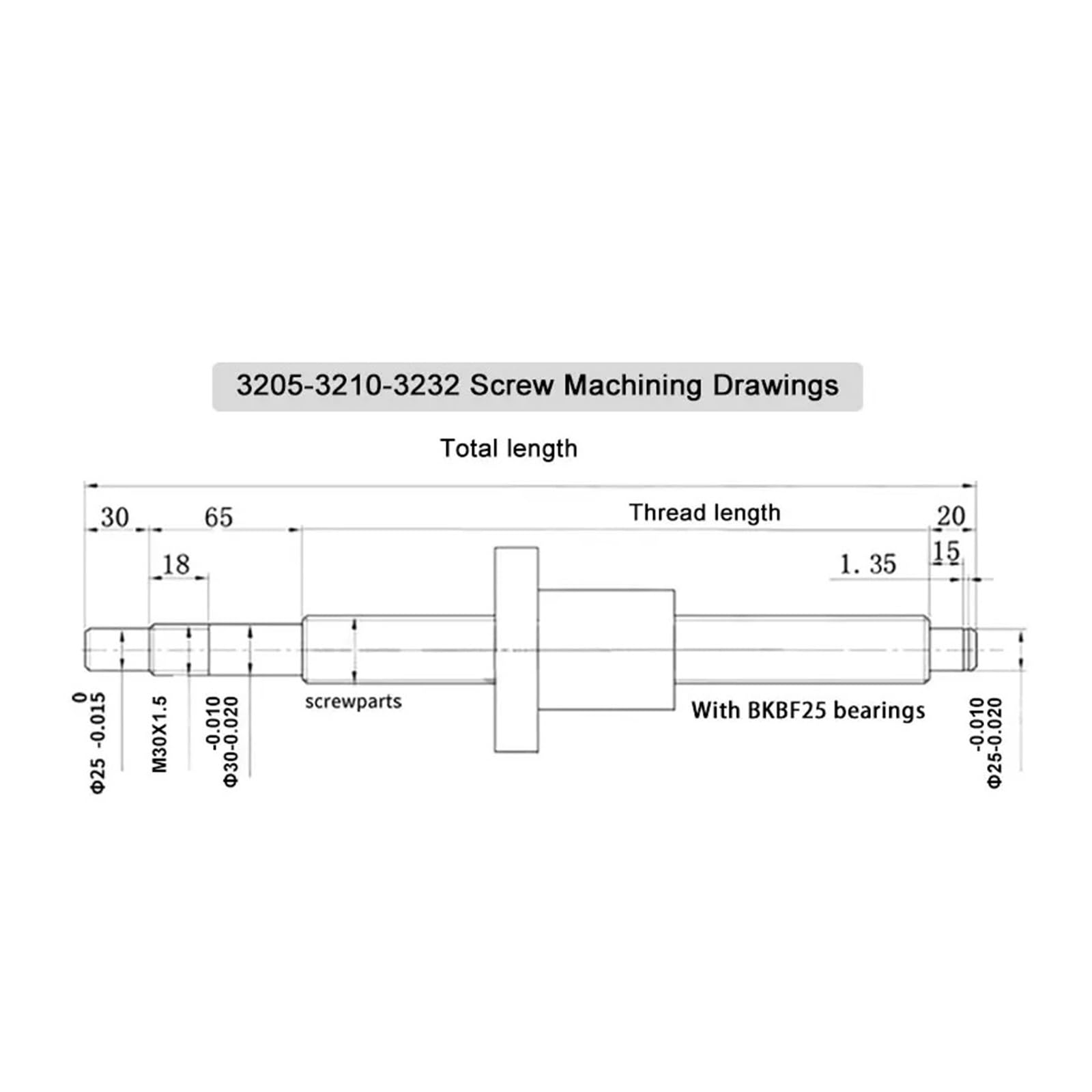 Metal Ball Screw nut end Processing Ball Screw Nut RM3205 SFU3205 Ball Screw 200-1000mm with BKBF25 End Machining+Ball Screw Nut+Supporter+Coupling(450mm)