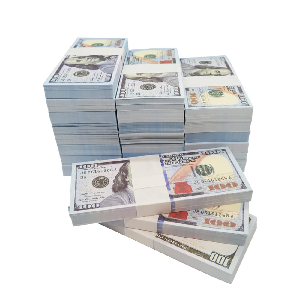 400PCS Fake 100 Dollor Bills That Looks Real, Realistic Movie Props $100 Full Print 2 Side, 400 Pieces Totally $40000, for Magic/Movie/Videos, for Christmas Birthday Party Wedding Decor