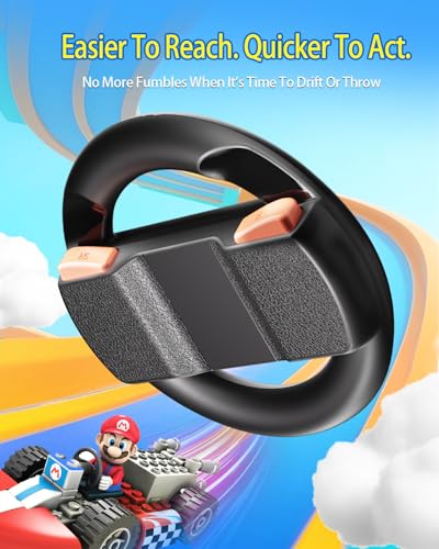 Image of Steering Wheels for Nintendo Switch 2 (2025) Mario Kart World & 8 Deluxe Racing Games, 2 Pack Racing Game Wheels for NS2 Multiplayer Mode Family Game Night, Switch 2 Accessories for Motion Racing Game