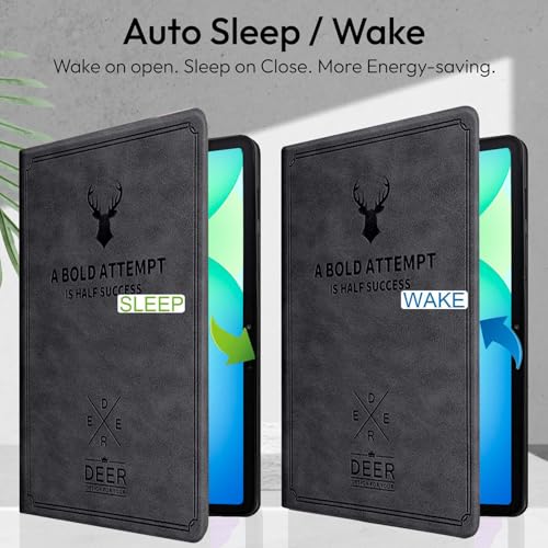 Image of Robustrion Cover Case for Samsung Galaxy Tab S10 FE Plus 13.1 inch Cover with [Pencil Holder] Deer Pattern Cover for Samsung Tab S10 FE Plus 13.1 inch Tab [Auto Sleep Wake Support] - Black