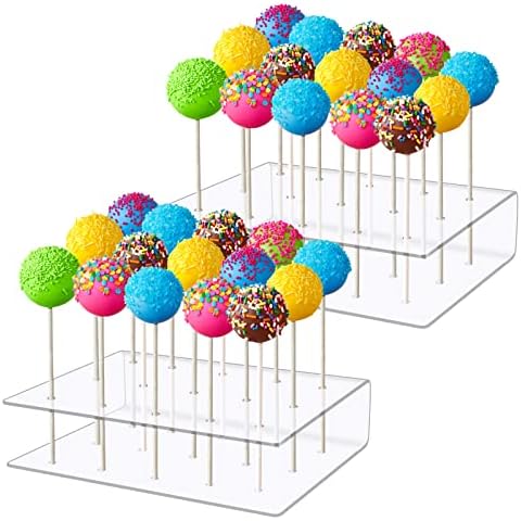 Cake Pop Stand 2 Pieces Acrylic Lollipop Holder 15 Hole Transparent Cake Pop Display Stand for Wedding Baby Shower Birthday Party Halloween Candy Cover