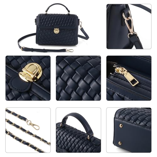 Woven Purses For Women Crossbody Bag Vegan Leather Hand Woven Handbag Shoulder Bag Top Handle Satchel Zip Cross Body Purse4